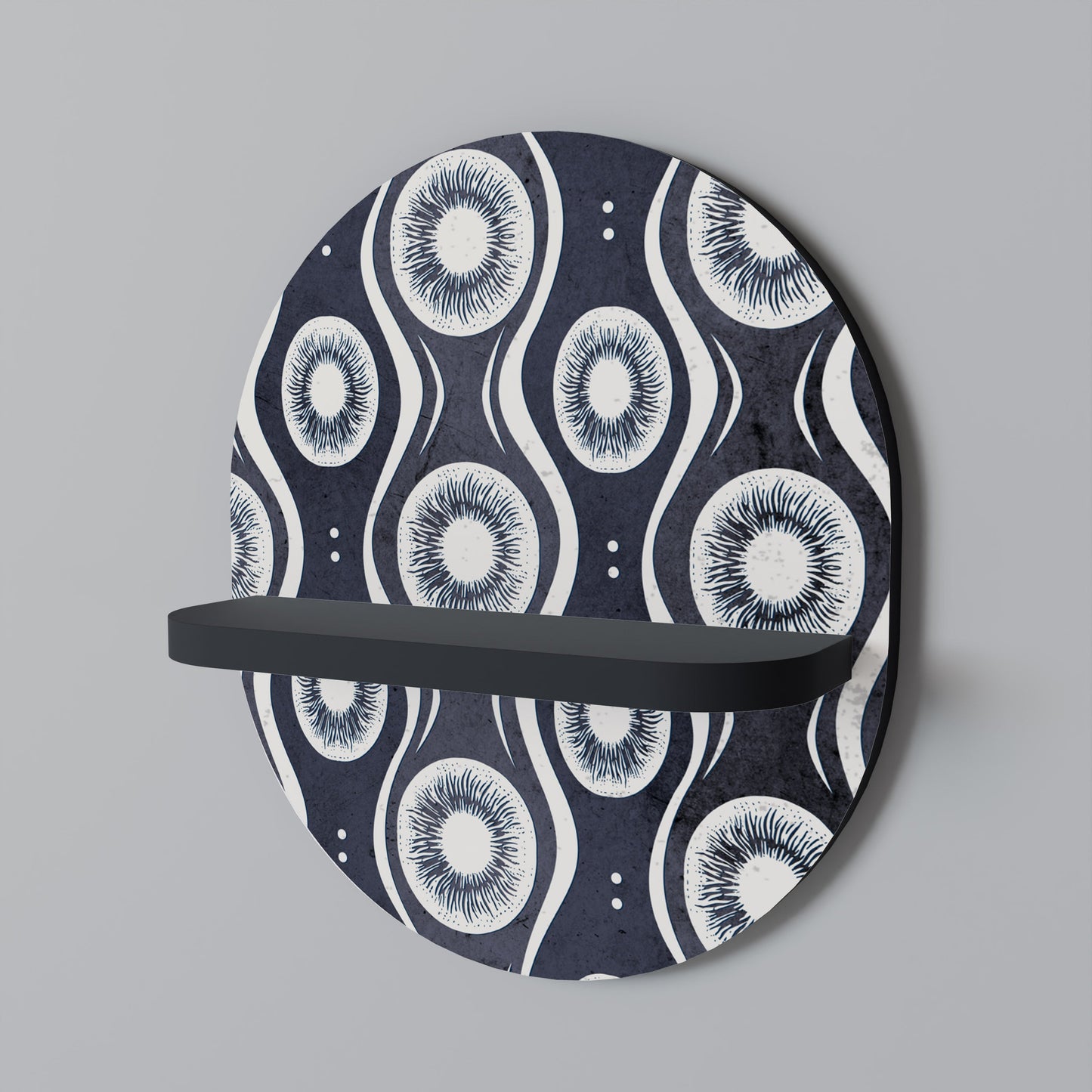 GRAPHITE EYES Oval Art Shelf In Black Finish