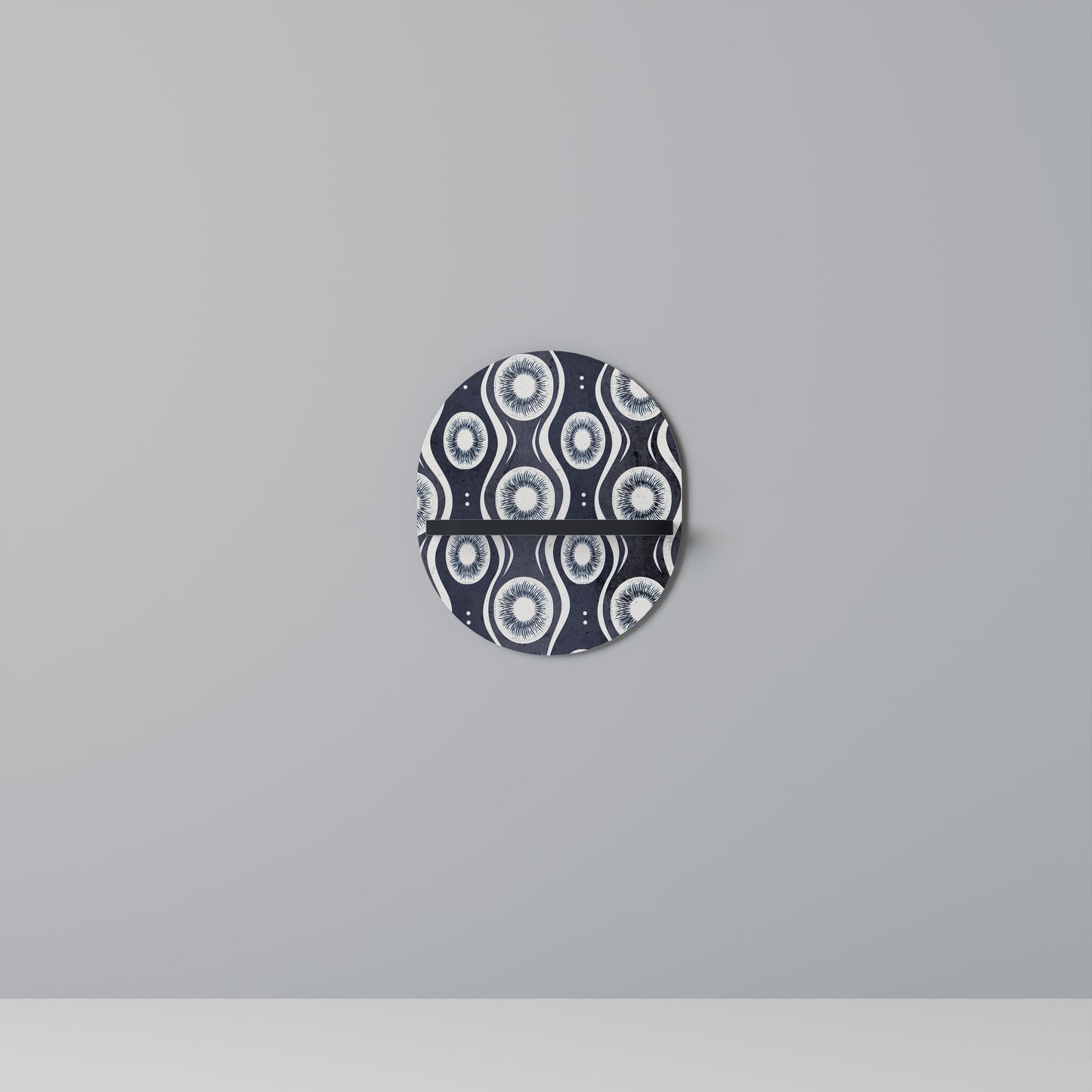 GRAPHITE EYES Oval Art Shelf In Black Finish