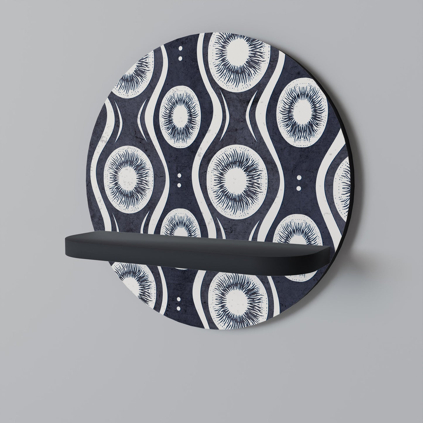 GRAPHITE EYES Round Art Shelf In Black Finish