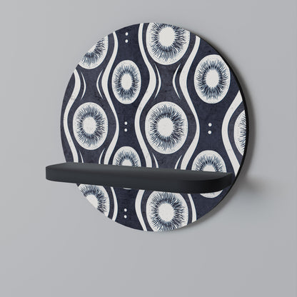 GRAPHITE EYES Round Art Shelf In Black Finish
