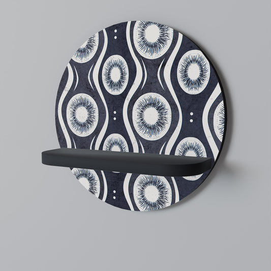 GRAPHITE EYES Round Art Shelf In Black Finish