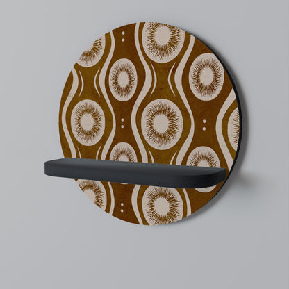 BROWN EYES Round Art Shelf In Black Finish
