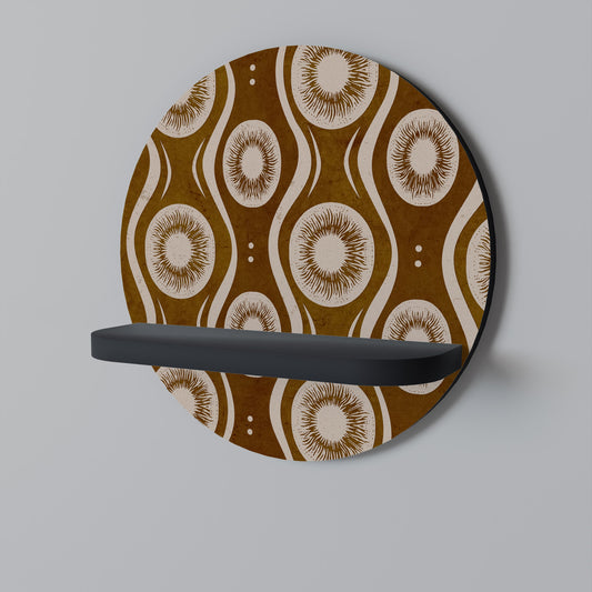 BROWN EYES Round Art Shelf In Black Finish