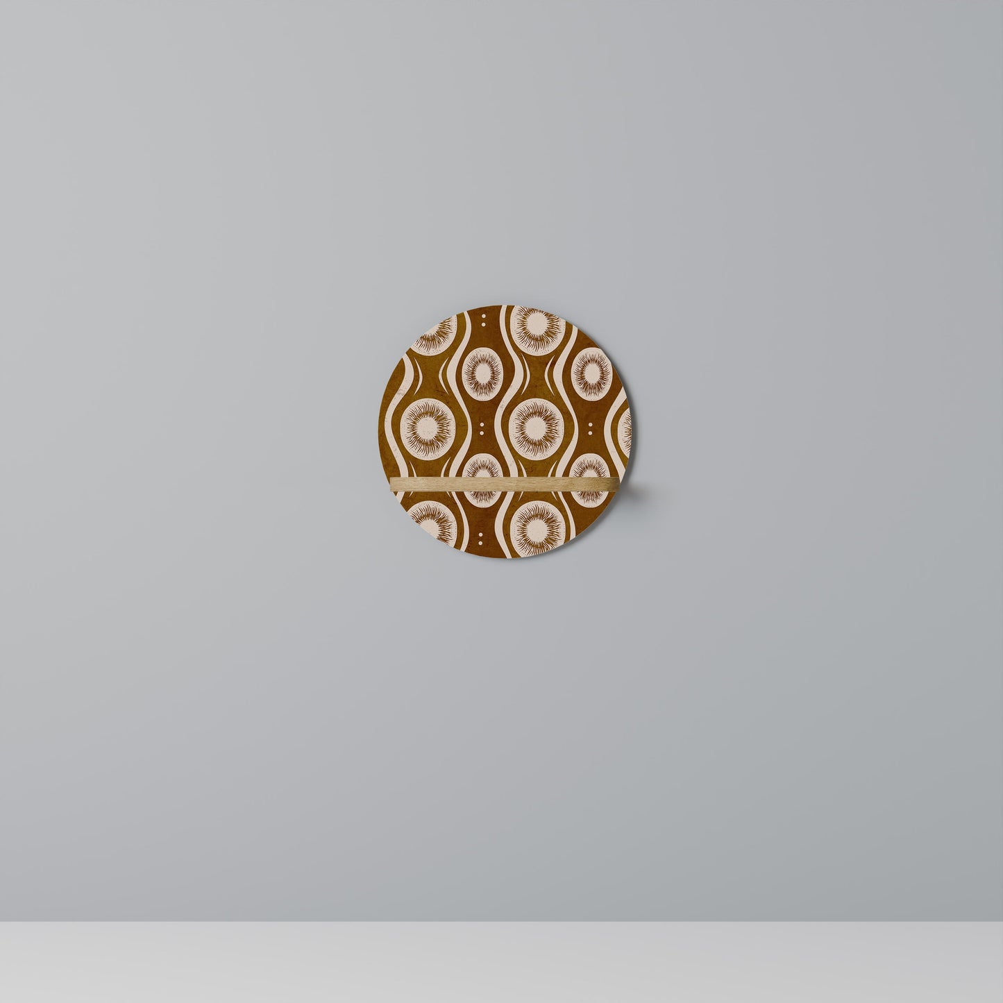 BROWN EYES Round Art Shelf In Oak Effect