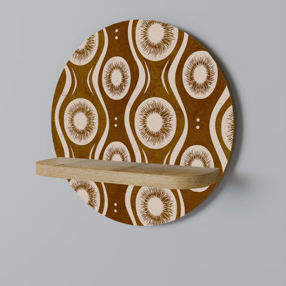BROWN EYES Round Art Shelf In Oak Effect