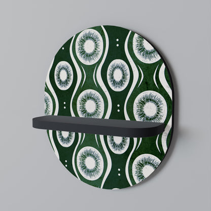 GREEN EYES Oval Art Shelf In Black Finish