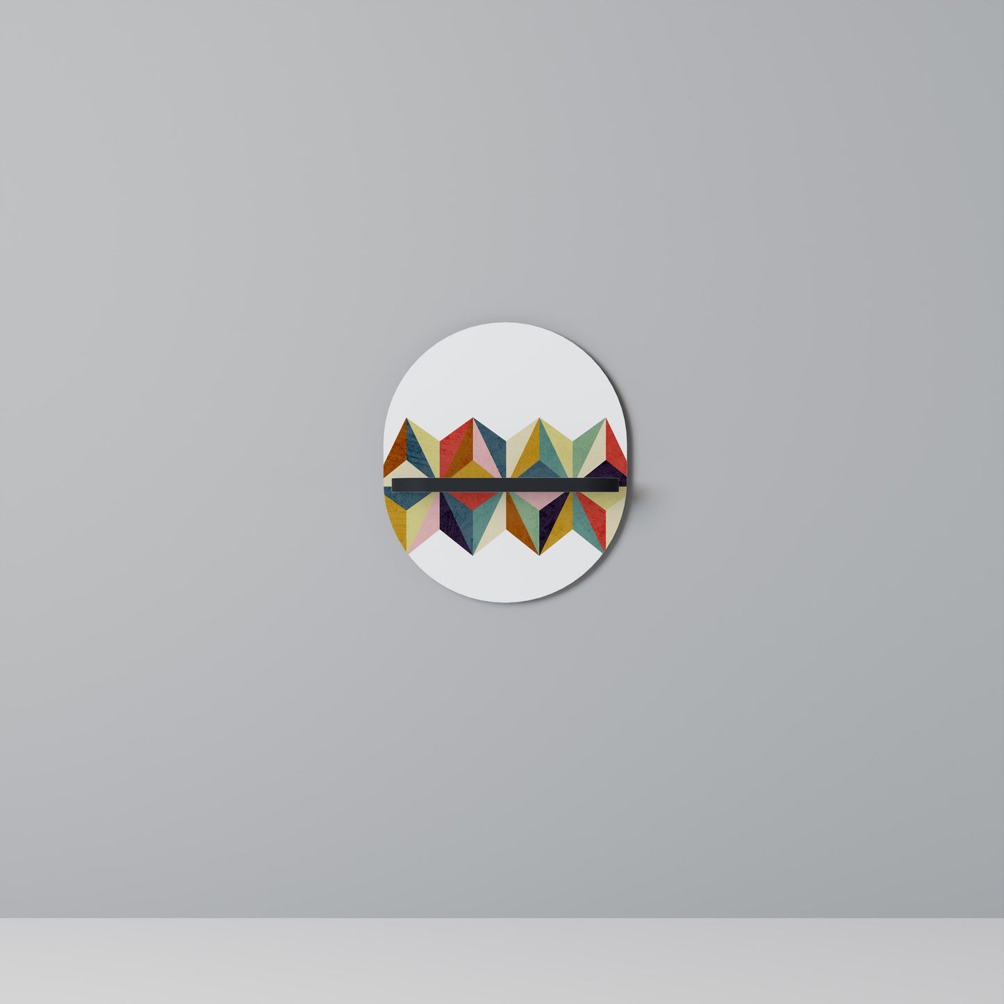 TESSELATE TREASURES Oval Art Shelf In Black Finish