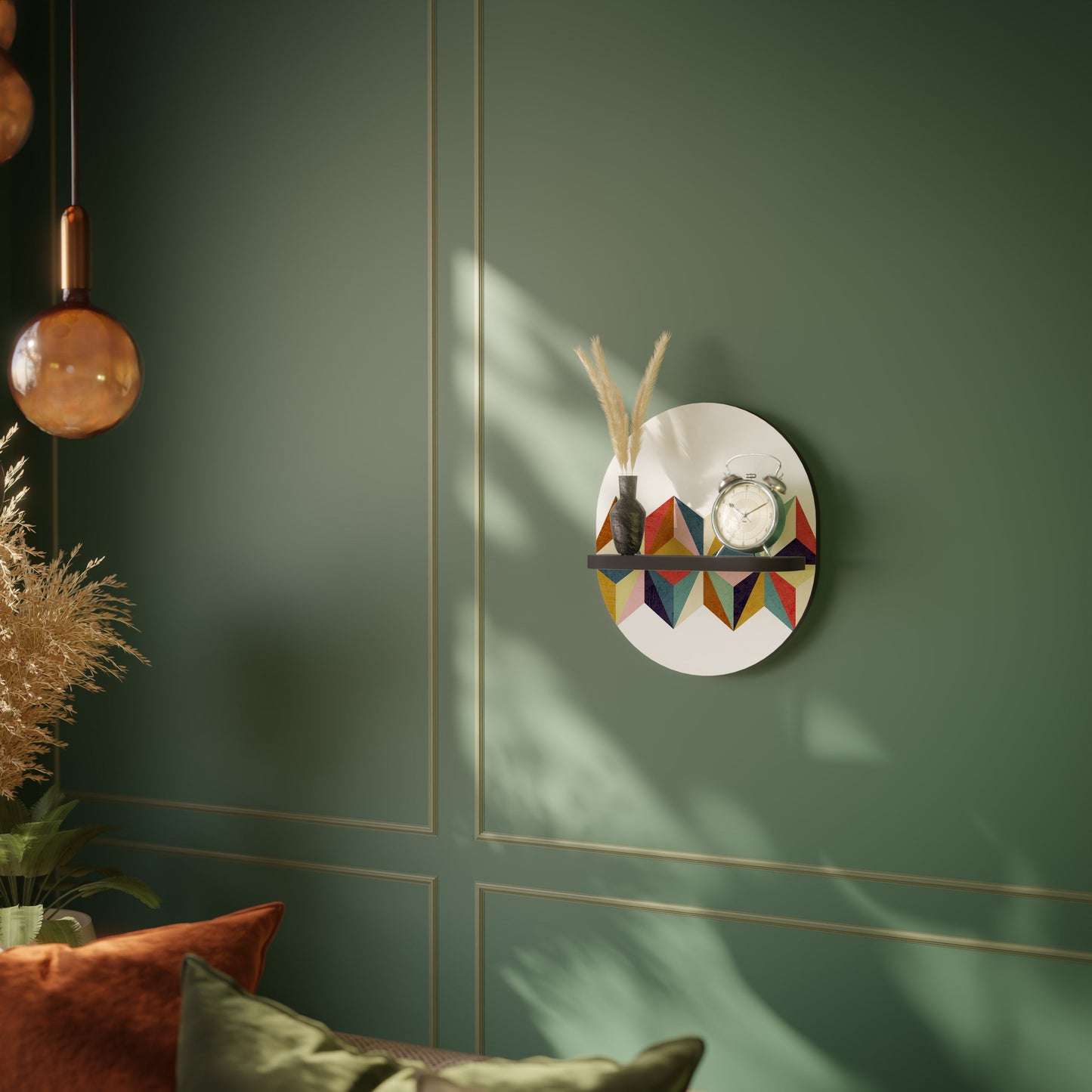 TESSELATE TREASURES Oval Art Shelf In Black Finish