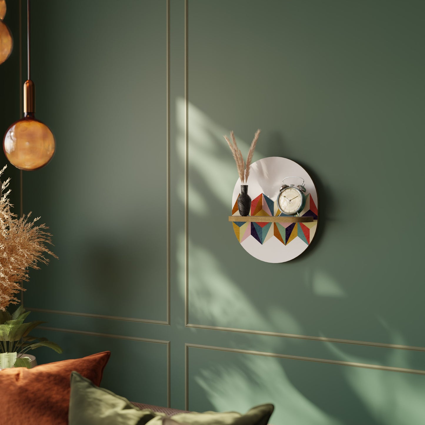 TESSELATE TREASURES Oval Art Shelf In Oak Effect