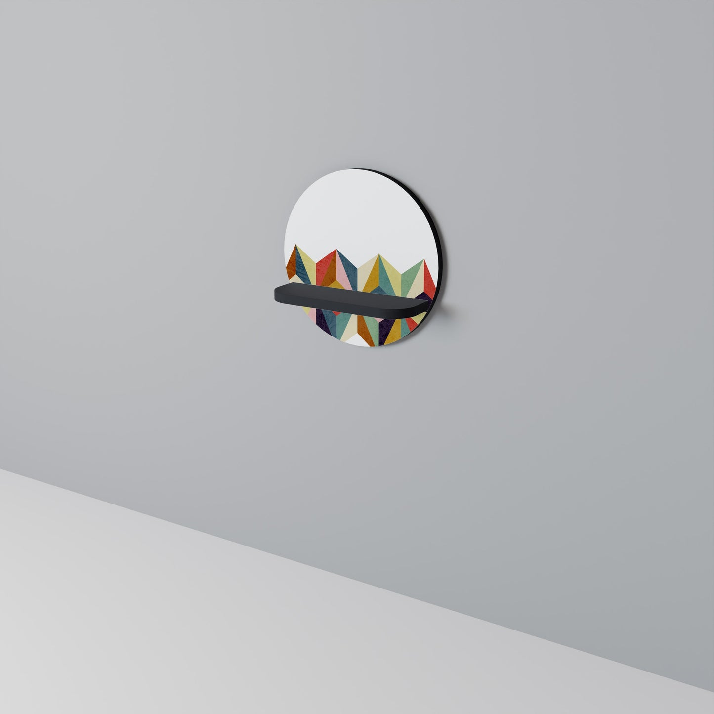 TESSELATE TREASURES Round Art Shelf In Black Finish