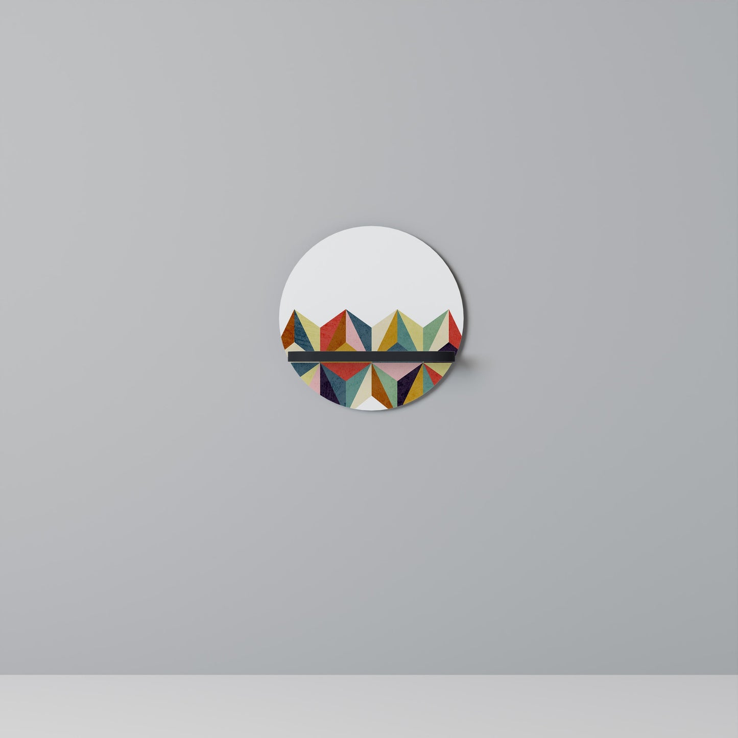 TESSELATE TREASURES Round Art Shelf In Black Finish