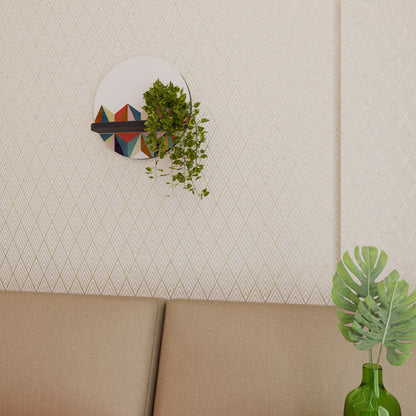 TESSELATE TREASURES Round Art Shelf In Black Finish