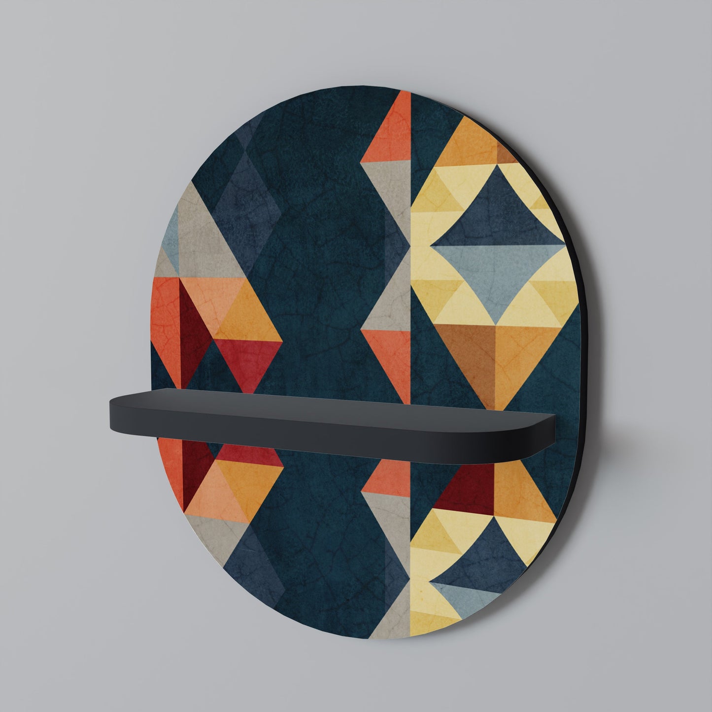 CRACKED ILLUSION Oval Art Shelf In Black Finish