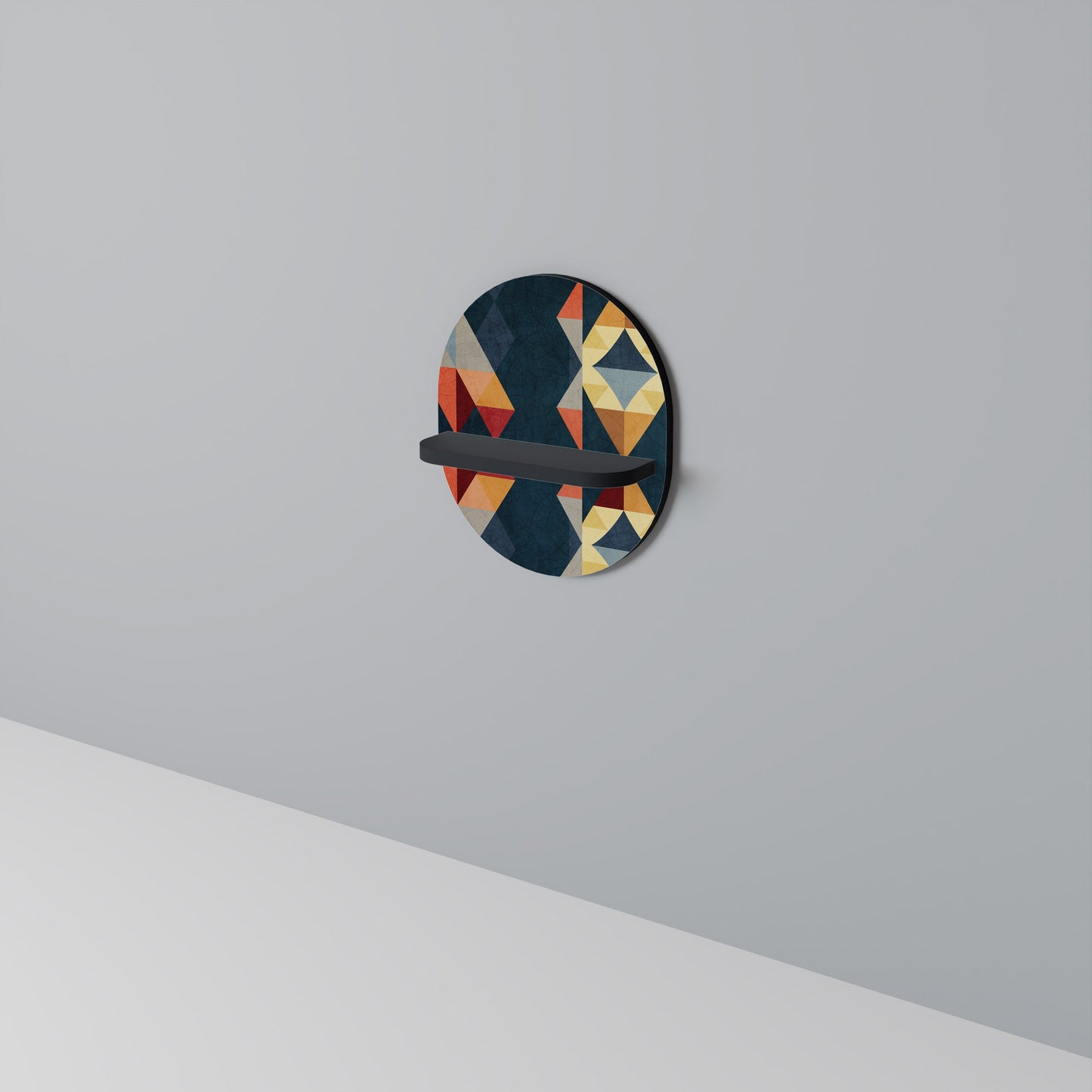 CRACKED ILLUSION Oval Art Shelf In Black Finish