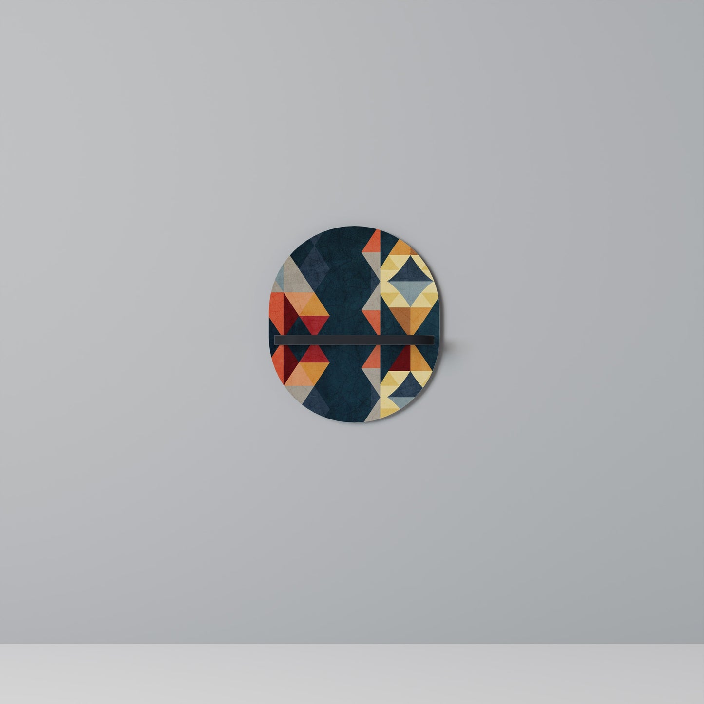 CRACKED ILLUSION Oval Art Shelf In Black Finish