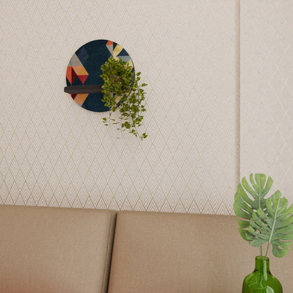 CRACKED ILLUSION Round Art Shelf In Black Finish