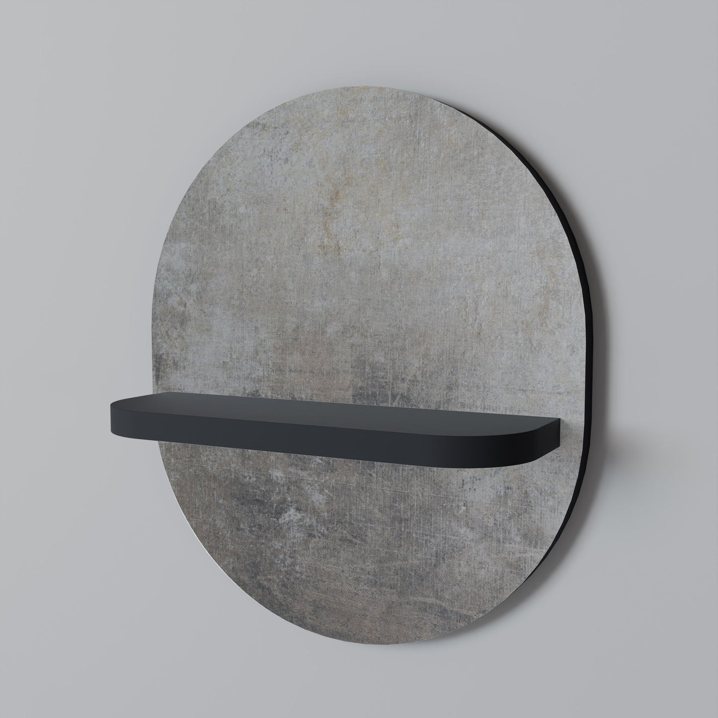 CONCRETE WALL Oval Art Shelf In Black Finish
