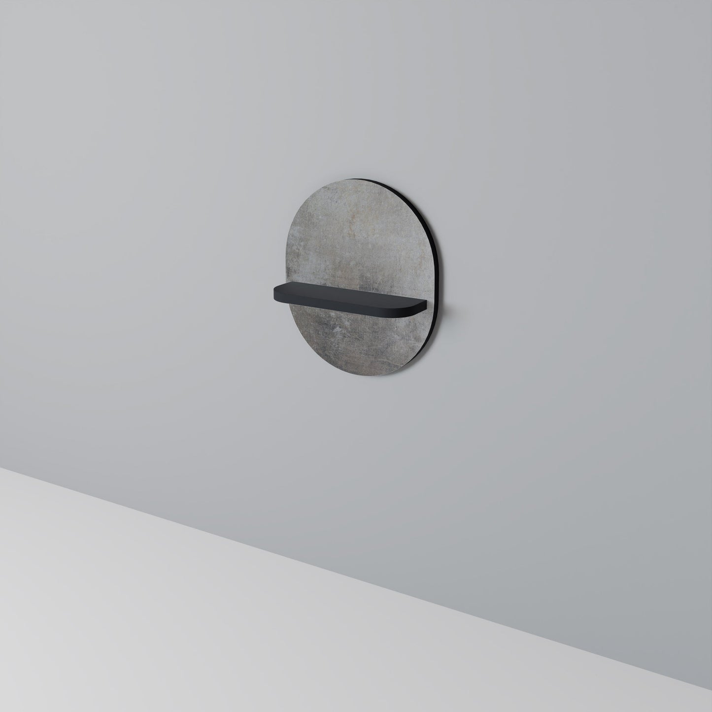 CONCRETE WALL Oval Art Shelf In Black Finish