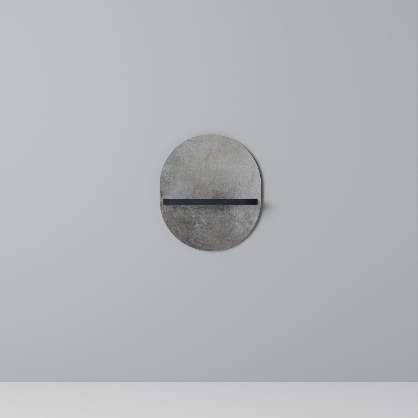 CONCRETE WALL Oval Art Shelf In Black Finish