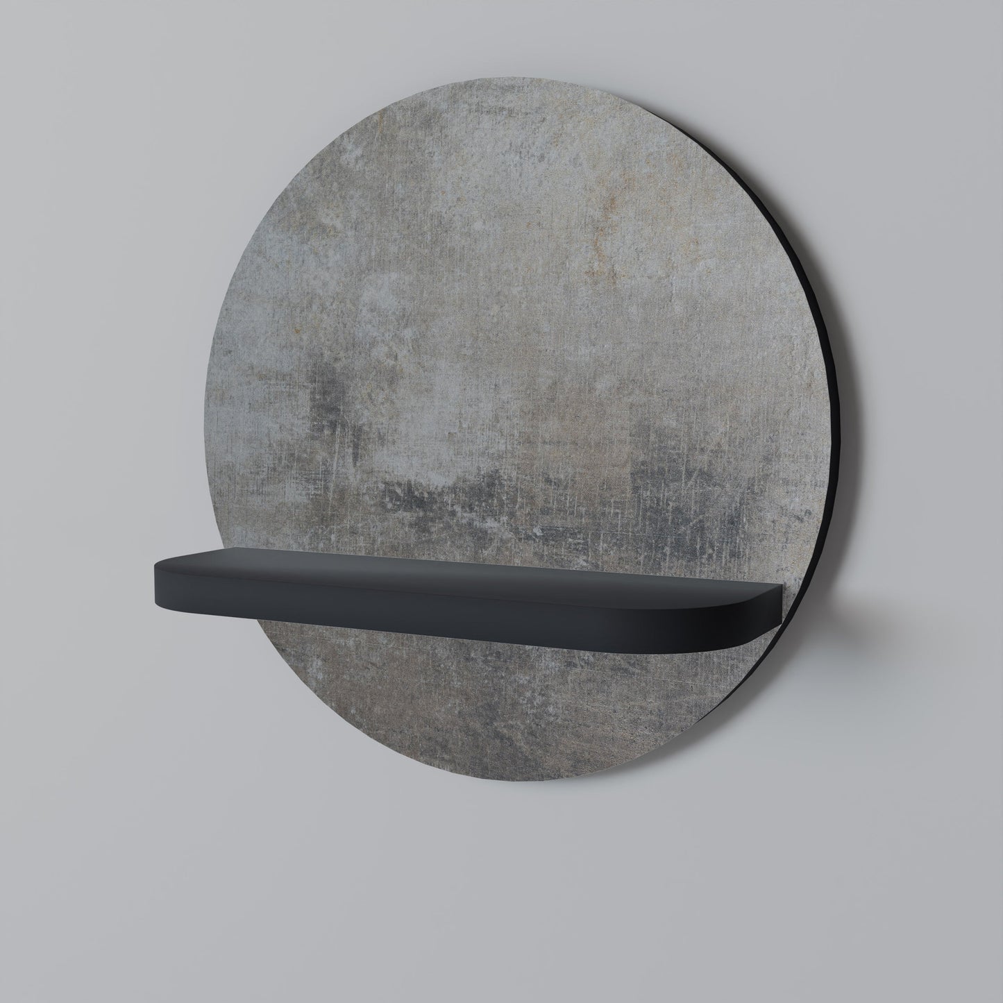 CONCRETE WALL Round Art Shelf In Black Finish