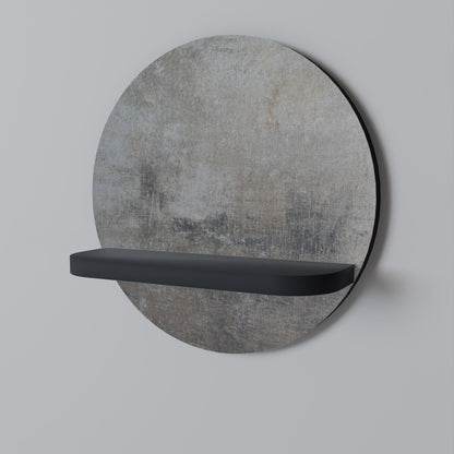 CONCRETE WALL Round Art Shelf In Black Finish