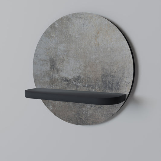 CONCRETE WALL Round Art Shelf In Black Finish
