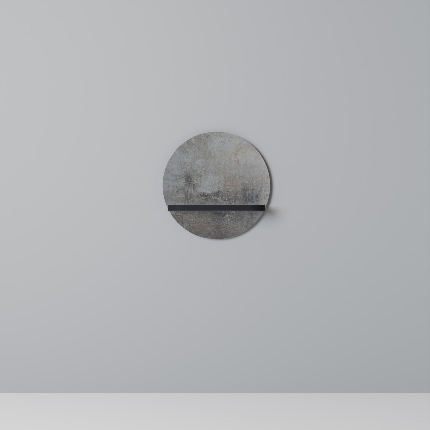 CONCRETE WALL Round Art Shelf In Black Finish