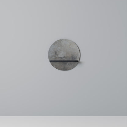 CONCRETE WALL Round Art Shelf In Black Finish