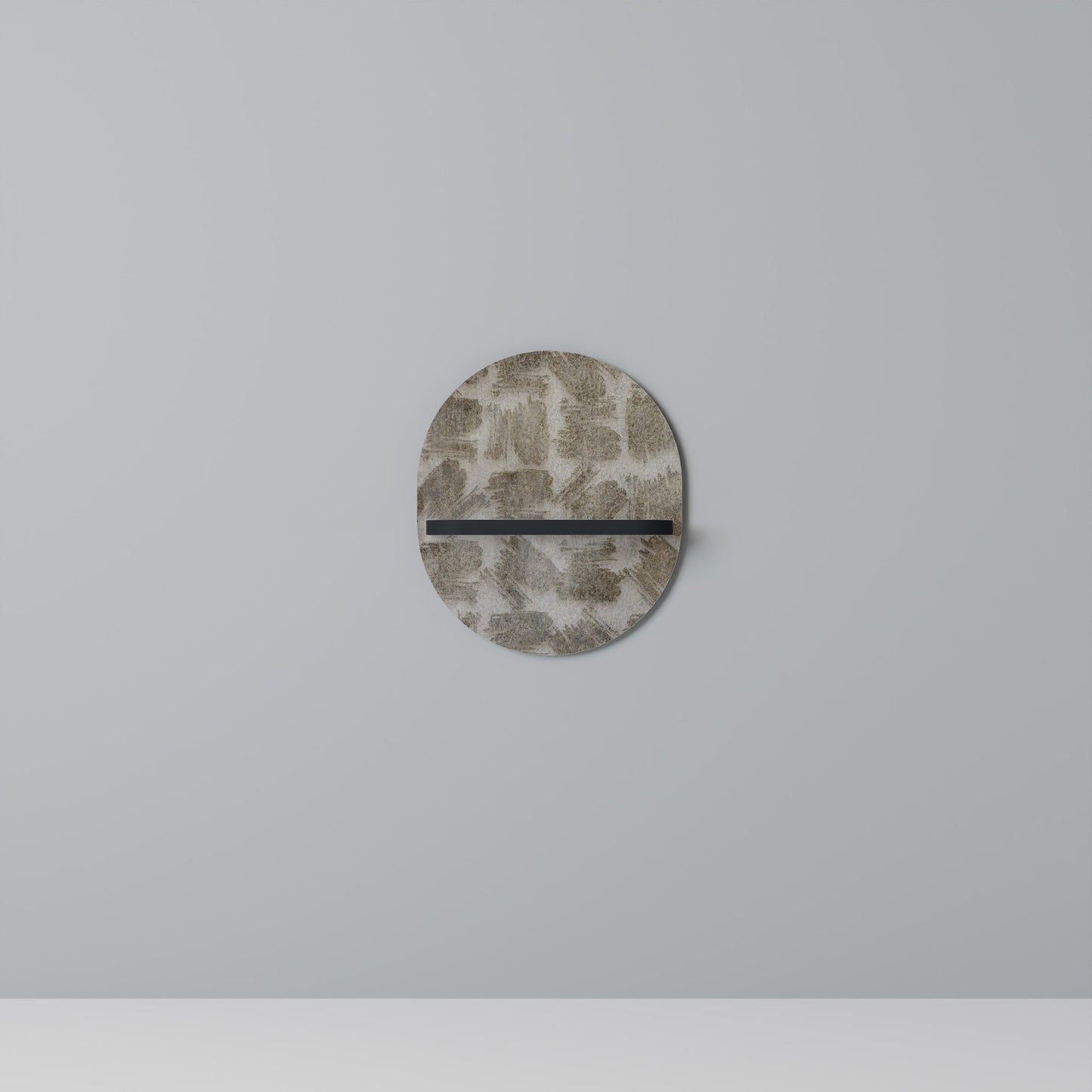 SLIGHTLY BLURRED Oval Art Shelf In Black Finish