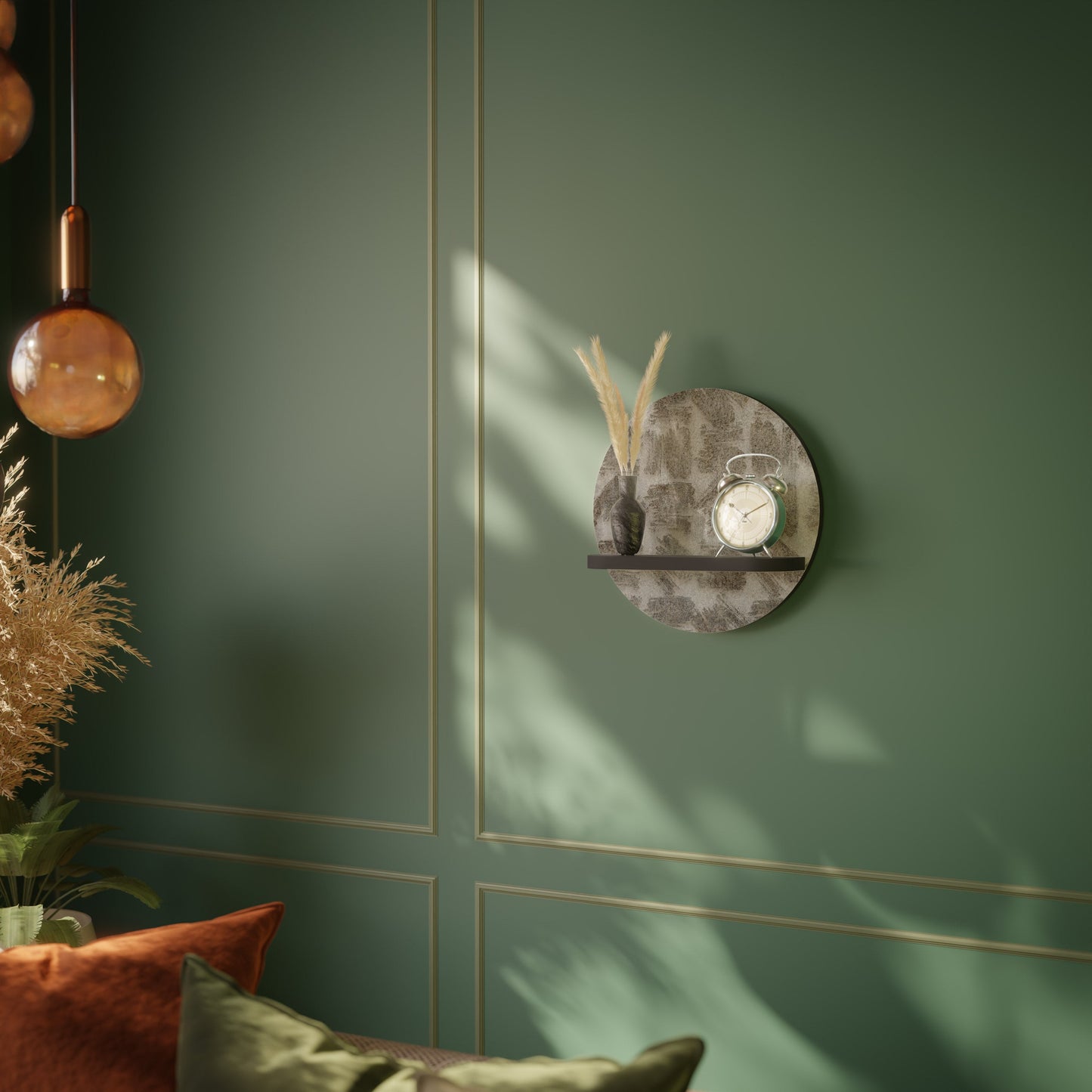 SLIGHTLY BLURRED Mensola Rotonda Decorativa con Finitura Nera