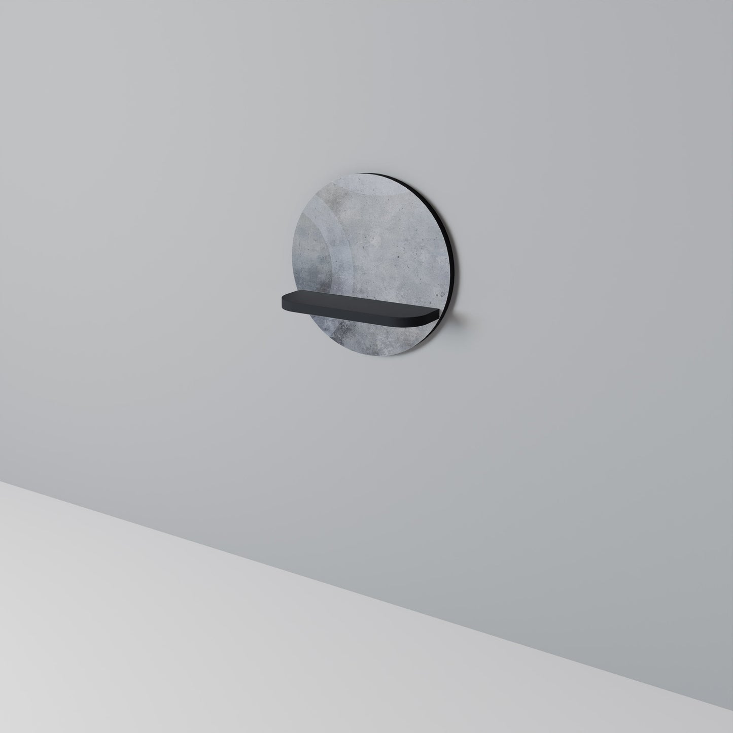 MUTED ARC Round Art Shelf In Black Finish