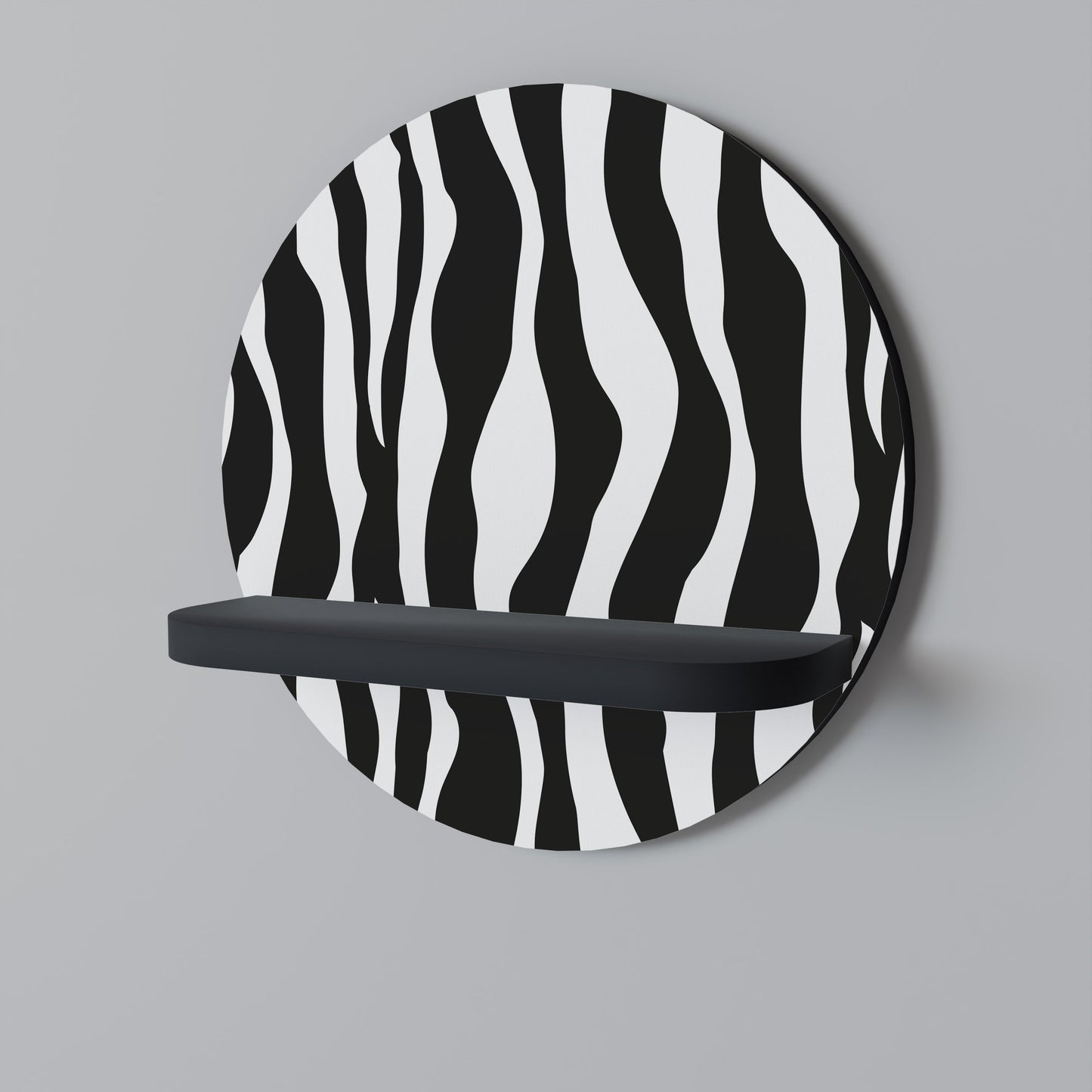 ZEBRA ECHOES Mensola Rotonda Decorativa con Finitura Nera