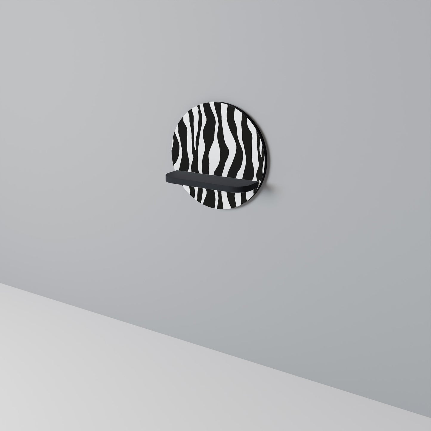 ZEBRA ECHOES Mensola Rotonda Decorativa con Finitura Nera