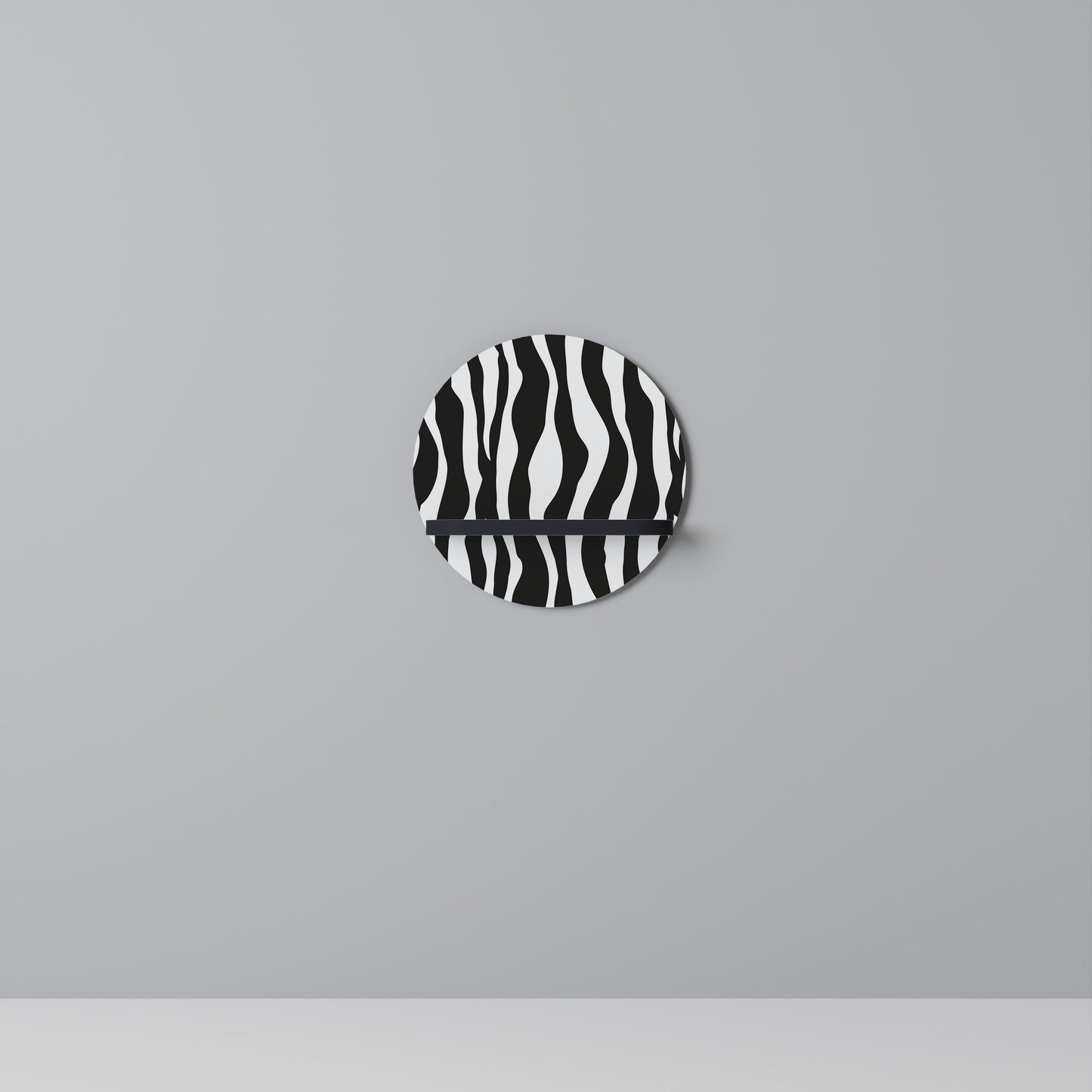 ZEBRA ECHOES Mensola Rotonda Decorativa con Finitura Nera