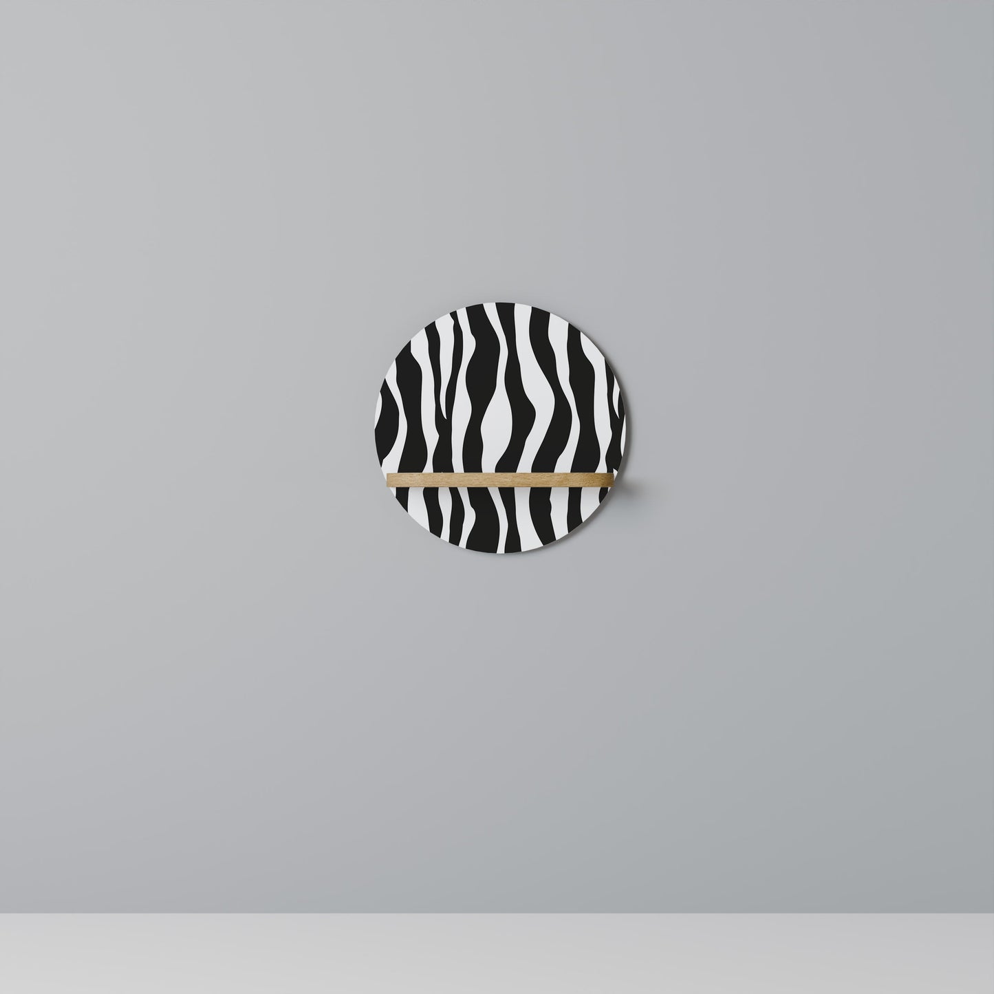 ZEBRA ECHOES Mensola Rotonda Decorativa in Effetto Rovere