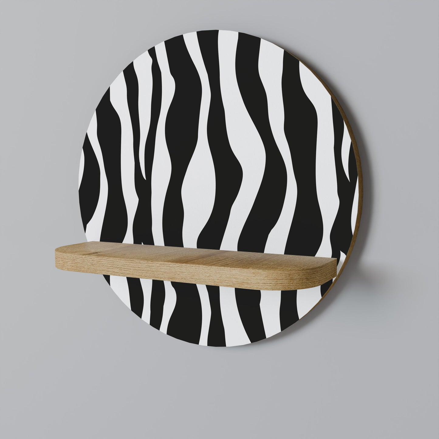 ZEBRA ECHOES Mensola Rotonda Decorativa in Effetto Rovere