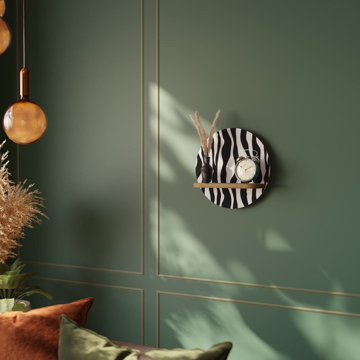 ZEBRA ECHOES Mensola Rotonda Decorativa in Effetto Rovere