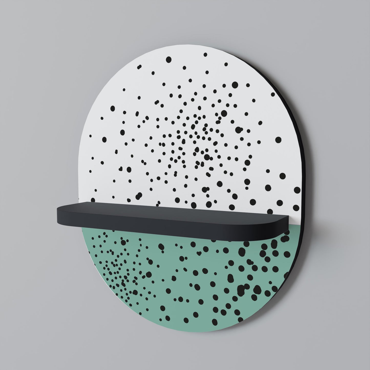 DOTTED DELIGHTS Oval Art Shelf In Black Finish