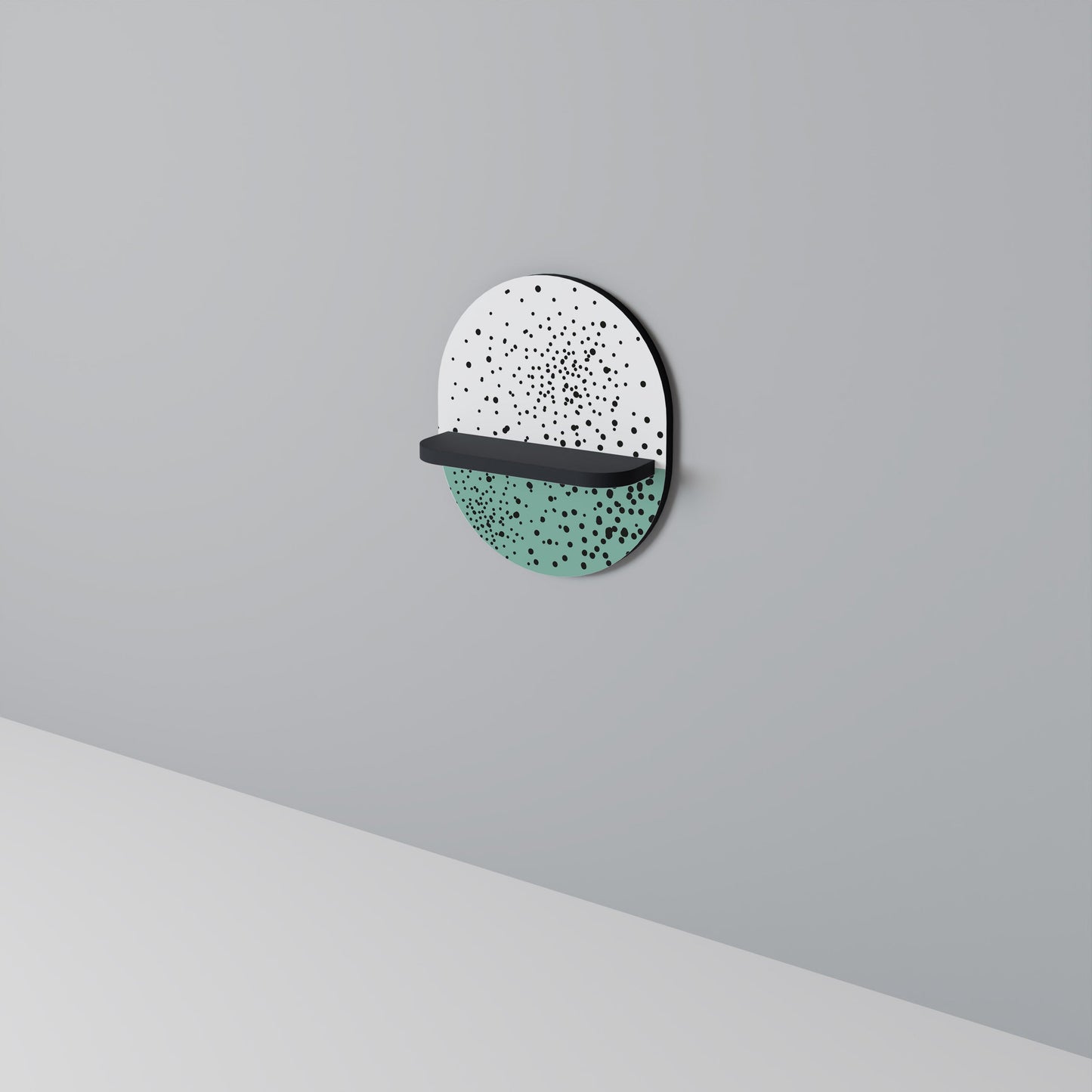 DOTTED DELIGHTS Oval Art Shelf In Black Finish