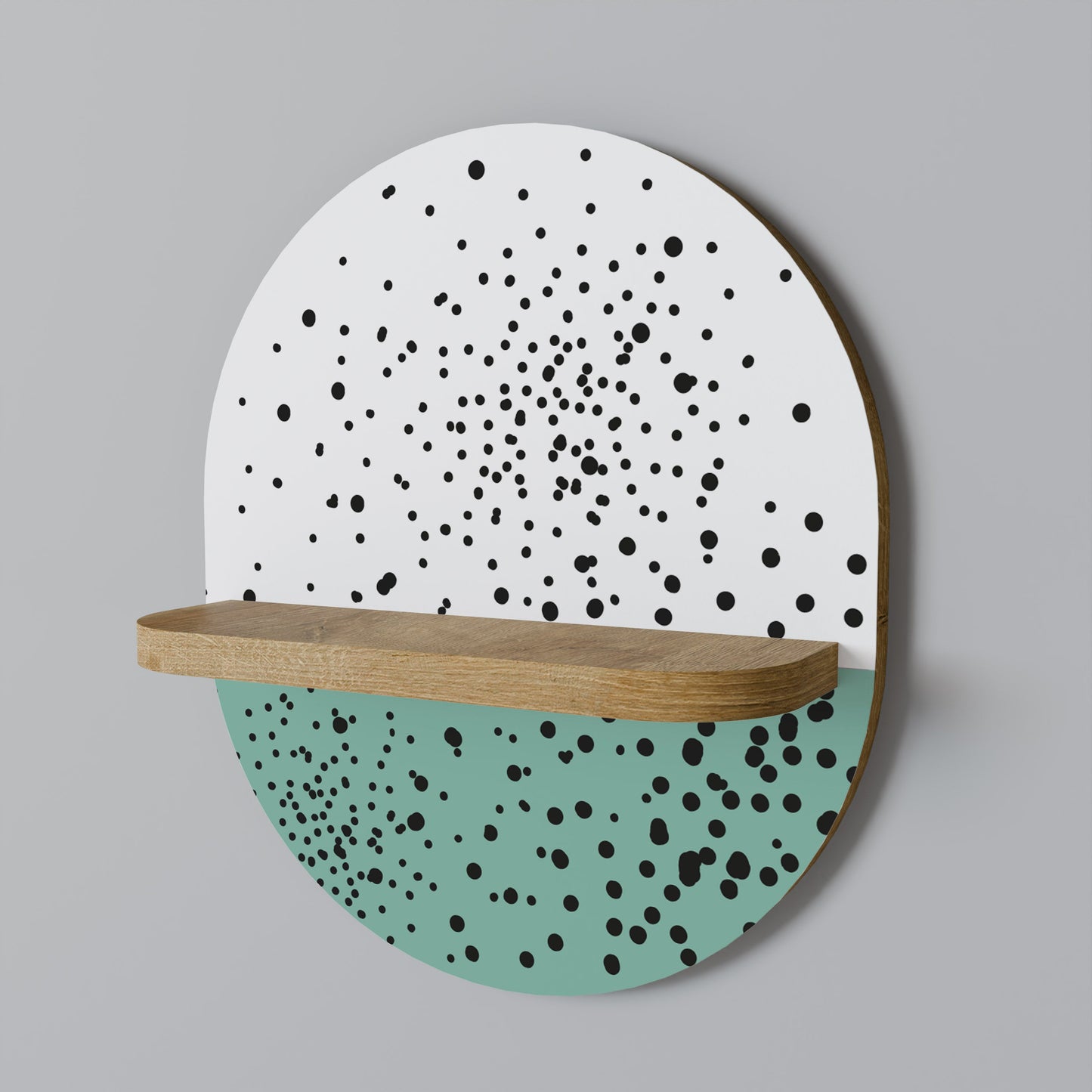 DOTTED DELIGHTS Oval Art Shelf In Oak Effect