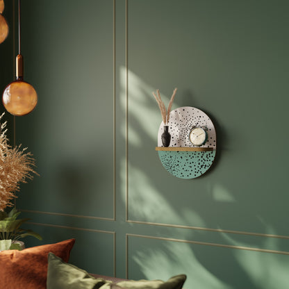 DOTTED DELIGHTS Oval Art Shelf In Oak Effect