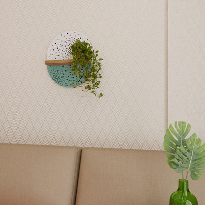 DOTTED DELIGHTS Oval Art Shelf In Oak Effect