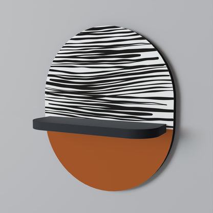 RADIANT ZEBRA Oval Art Shelf In Black Finish
