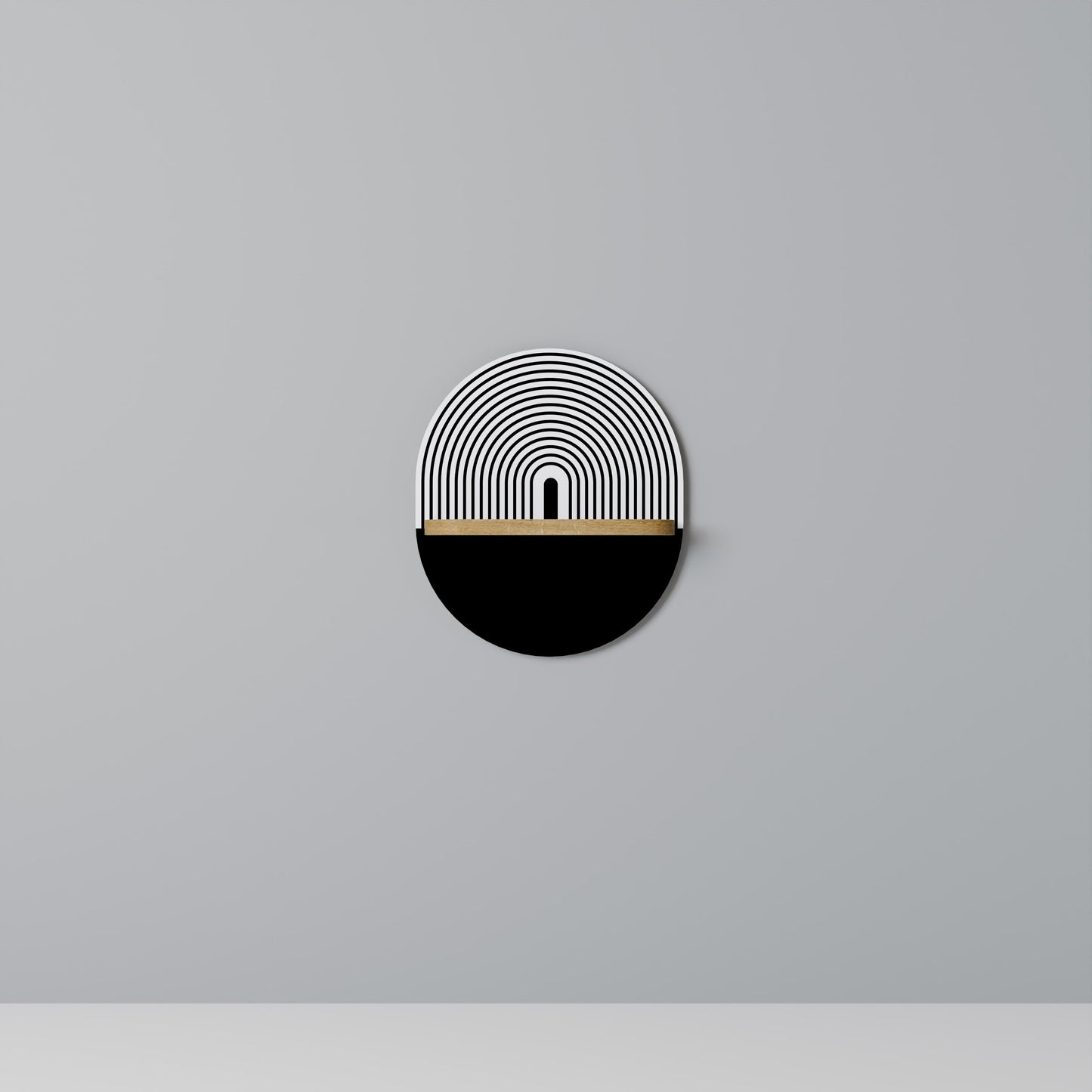 DUSK VIBRATION Oval Art Shelf In Oak Effect