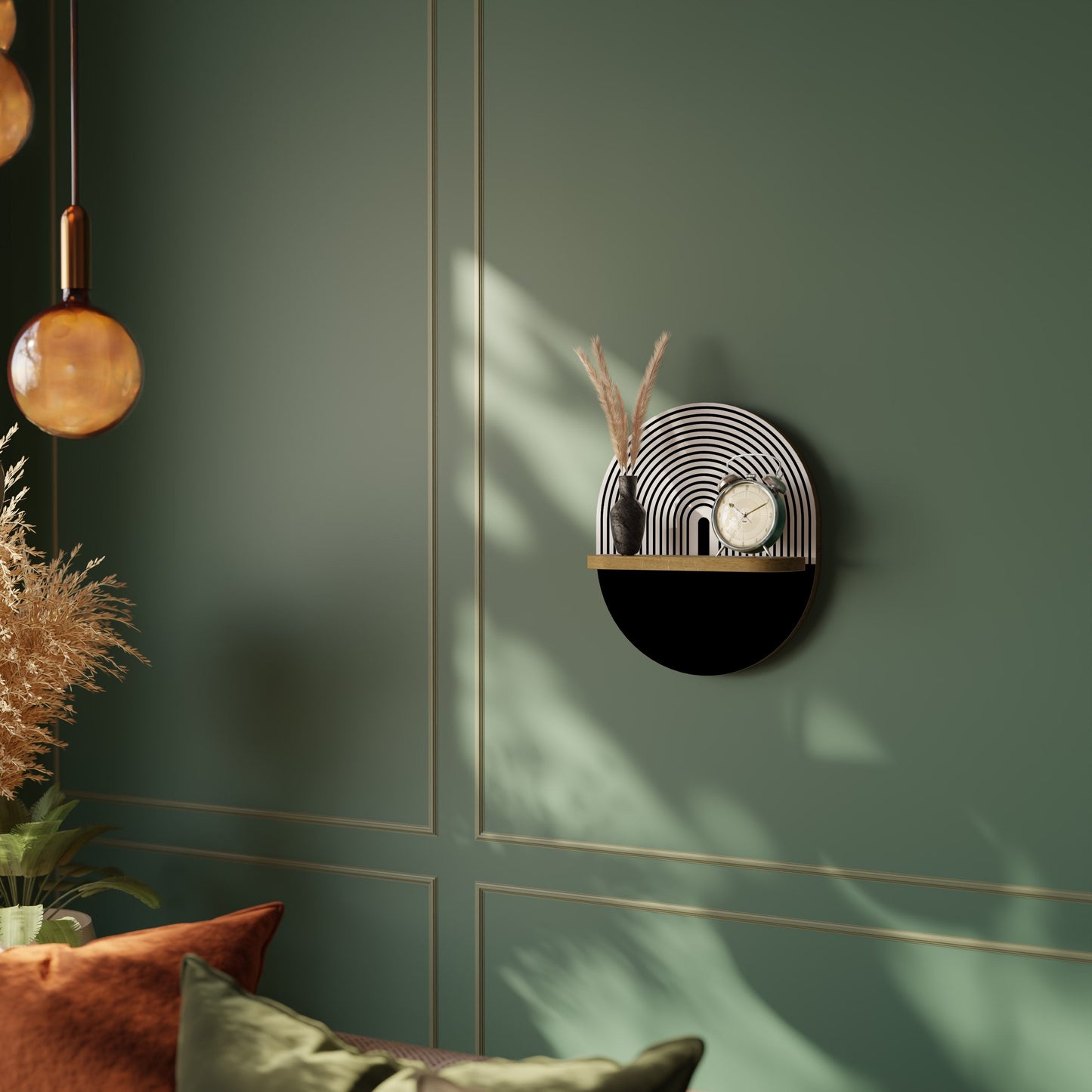 DUSK VIBRATION Oval Art Shelf In Oak Effect