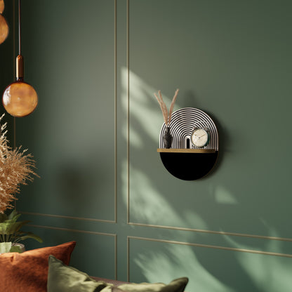 DUSK VIBRATION Oval Art Shelf In Oak Effect