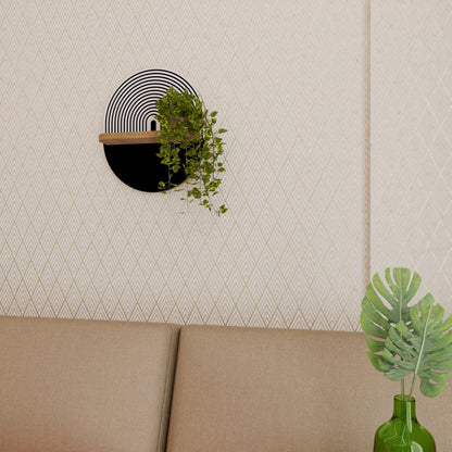 DUSK VIBRATION Oval Art Shelf In Oak Effect