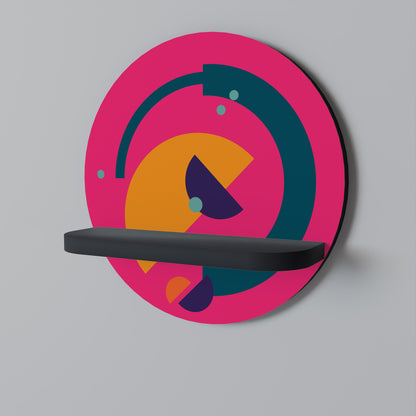 VIVID VISIONARY Round Art Shelf In Black Finish