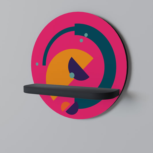 VIVID VISIONARY Round Art Shelf In Black Finish