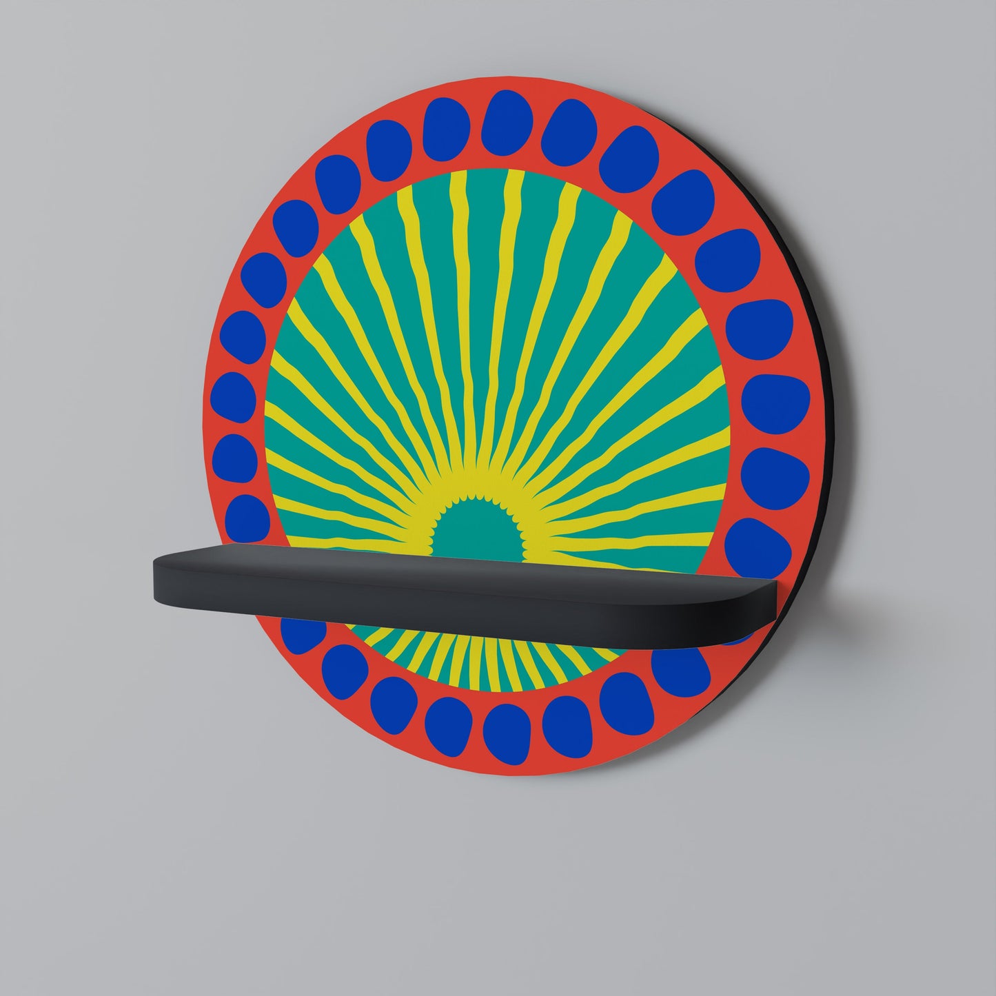 SHIMMER SPECTRUM Mensola Rotonda Decorativa con Finitura Nera